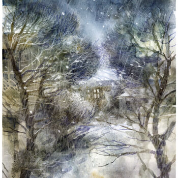 Pintura intitulada "Winter" por Irene Vlassova, Obras de arte originais, Aquarela