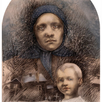 「Motherland」というタイトルの描画 Irene Vlassovaによって, オリジナルのアートワーク, 鉛筆