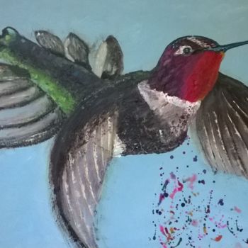 Schilderij getiteld "kolibrie-geheel.jpg" door Irene Röling - Schilderkunst, Origineel Kunstwerk, Acryl
