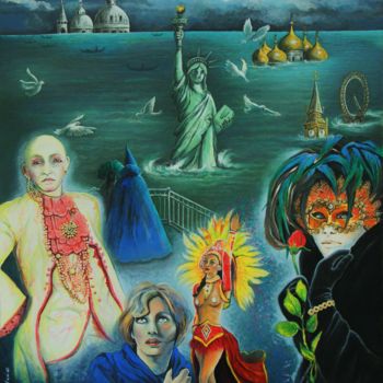 Malerei mit dem Titel "The last Masquerade" von Grazyna Federico, Original-Kunstwerk, Acryl