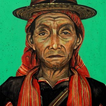 Peinture intitulée "Der Mann aus Guatem…" par Grazyna Federico, Œuvre d'art originale, Acrylique