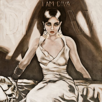 Malerei mit dem Titel "Diva" von Grazyna Federico, Original-Kunstwerk, Acryl
