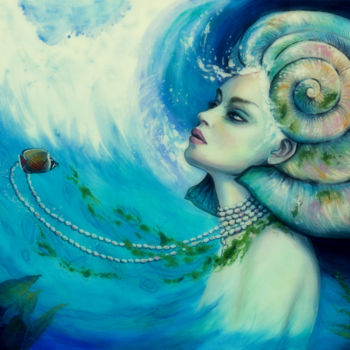 Painting titled "Marina" by Grazyna Federico, Original Artwork, Acrylic