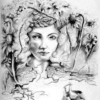 Zeichnungen mit dem Titel "Toscana Dream" von Grazyna Federico, Original-Kunstwerk, Bleistift