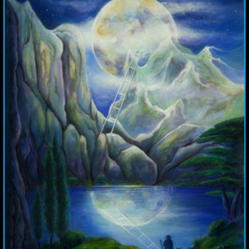 Malerei mit dem Titel "Vollmondnacht" von Grazyna Federico, Original-Kunstwerk, Acryl