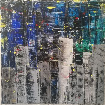 Painting titled "City" by Irene Dolfi (If), Original Artwork, Chalk