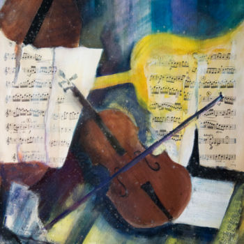 Painting titled "music music" by Irène Claval, Original Artwork