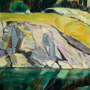 Painting titled "Le lac vert 2" by Irène Claval, Original Artwork