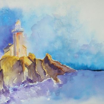 Painting titled "Le phare" by Irène Bischoff Hébert, Original Artwork