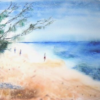 Painting titled "Midi à la plage" by Irène Bischoff Hébert, Original Artwork