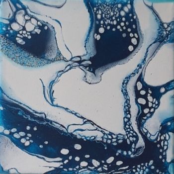 Painting titled "Abstrakt in blau 2" by Irene Mitawski, Original Artwork, Acrylic Mounted on Wood Stretcher frame