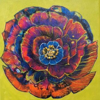 Peinture intitulée "Abstrakte Blume 2" par Irene Mitawski, Œuvre d'art originale, Acrylique