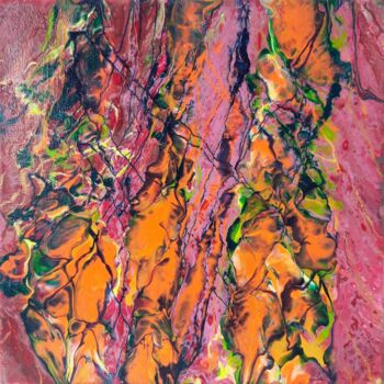 Malerei mit dem Titel "Abstrakt orange-rosa" von Irene Mitawski, Original-Kunstwerk, Acryl Auf Keilrahmen aus Holz montiert