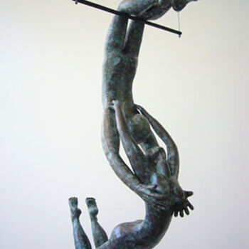 Escultura titulada "LUZAZUL pareja de t…" por Irene Perez Perez, Obra de arte original, Metales