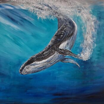 Peinture intitulée "Regard de la Baleine" par Syrène, Œuvre d'art originale, Acrylique