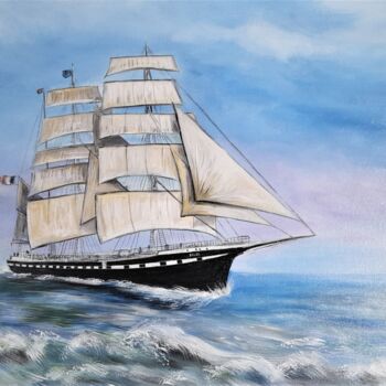 Painting titled "Voilier  : Le BELEM" by Syrène, Original Artwork, Acrylic