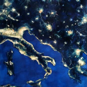 Pittura intitolato "Sleepless in Europe…" da Irina Shadrina, Opera d'arte originale, Olio Montato su Telaio per barella in l…