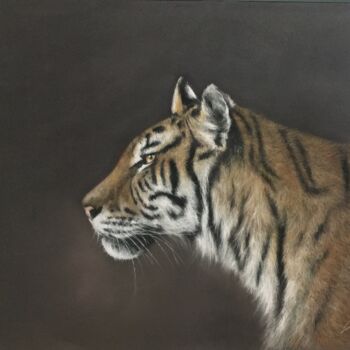 Рисунок под названием "Tiger portrait" - Irene_art, Подлинное произведение искусства, Пастель