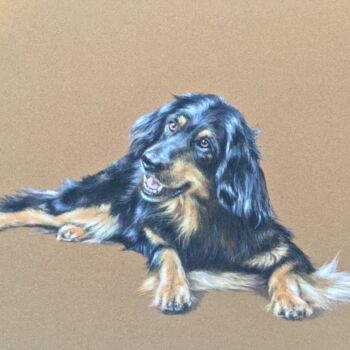 Disegno intitolato "Little doggy portra…" da Irene_art, Opera d'arte originale, Pastello