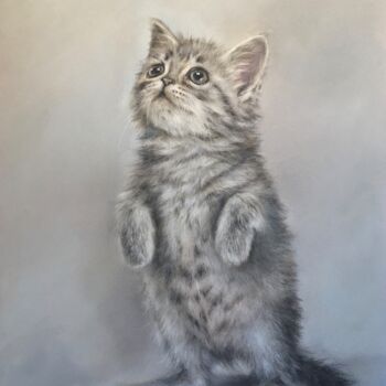 Рисунок под названием "Little kitten" - Irene_art, Подлинное произведение искусства, Пастель