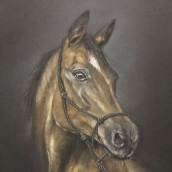 Dibujo titulada "Horse portrait" por Irene_art, Obra de arte original, Pastel