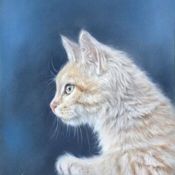 Disegno intitolato "Kitten" da Irene_art, Opera d'arte originale, Pastello