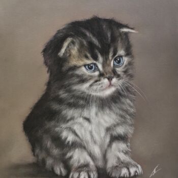 Desenho intitulada "Sad kitten" por Irene_art, Obras de arte originais, Pastel