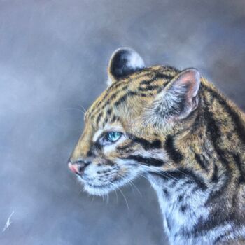 Dibujo titulada "Leopardus pardalis" por Irene_art, Obra de arte original, Pastel