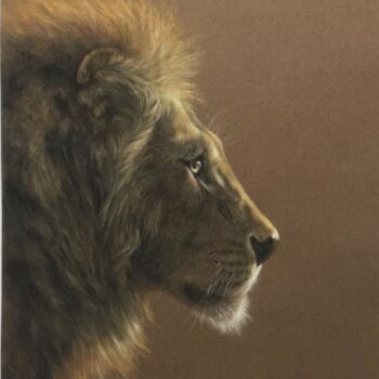 Dessin intitulée "Lion portrait" par Irene_art, Œuvre d'art originale, Pastel