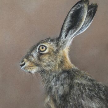 Dibujo titulada "Sly hare portrait" por Irene_art, Obra de arte original, Pastel