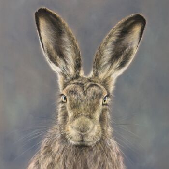 Drawing titled "Eared hare" by Irene_art, Original Artwork, Pastel