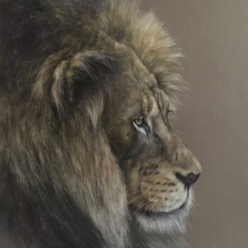 Dibujo titulada "Sad lion" por Irene_art, Obra de arte original, Pastel
