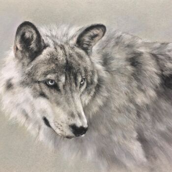Desenho intitulada "Kind wolf" por Irene_art, Obras de arte originais, Pastel