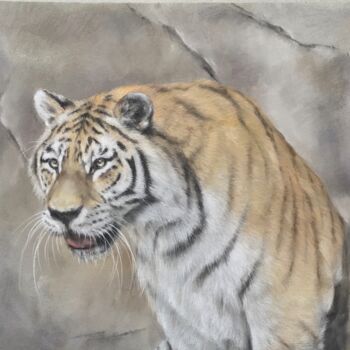 Рисунок под названием "Tigre" - Irene_art, Подлинное произведение искусства, Пастель
