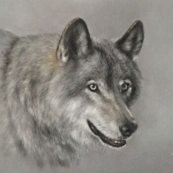 Dibujo titulada "Wolf look" por Irene_art, Obra de arte original, Pastel