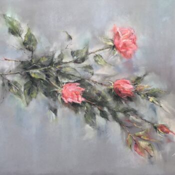 Dibujo titulada "Pink roses" por Irene_art, Obra de arte original, Pastel