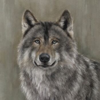Desenho intitulada "Very kind wolf" por Irene_art, Obras de arte originais, Pastel