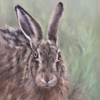 Dibujo titulada "British brown hare" por Irene_art, Obra de arte original, Pastel