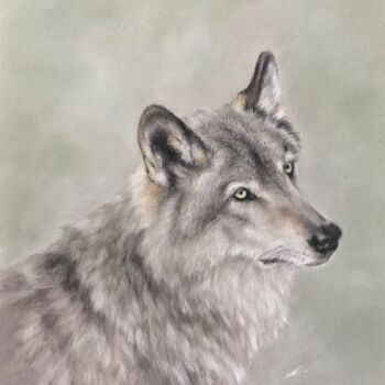 Disegno intitolato "Wolf soul" da Irene_art, Opera d'arte originale, Pastello