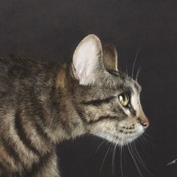 Drawing titled "Hunter-cat" by Irene_art, Original Artwork, Pastel