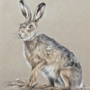Рисунок под названием "Curious hare" - Irene_art, Подлинное произведение искусства, Пастель