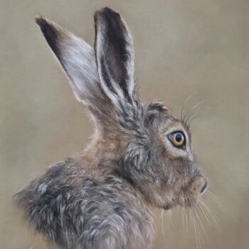 Disegno intitolato "Hare." da Irene_art, Opera d'arte originale, Pastello