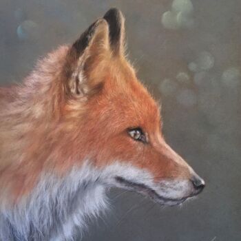 Dessin intitulée "Cunning fox portrait" par Irene_art, Œuvre d'art originale, Pastel