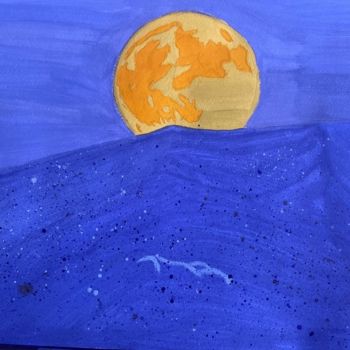Pittura intitolato "Full Moon" da Iren Oginski, Opera d'arte originale, Gouache Montato su Telaio per barella in legno