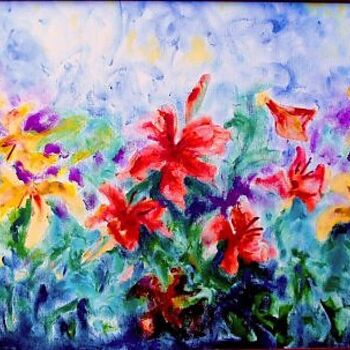 Картина под названием "Лилии воздушные" - Irenta, Подлинное произведение искусства, Масло