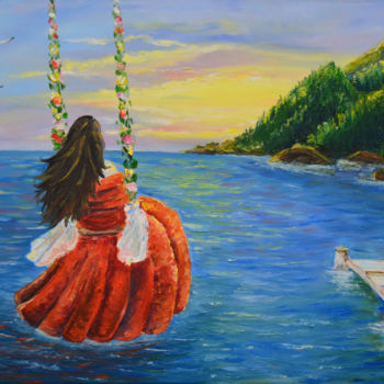 Картина под названием "На побережье" - Irina Zaitseva, Подлинное произведение искусства, Масло