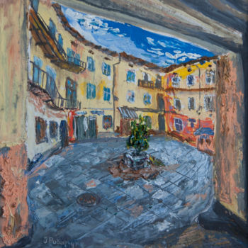 Картина под названием "The Courtyard in Lv…" - Ivan Ribarchuk, Подлинное произведение искусства, Масло