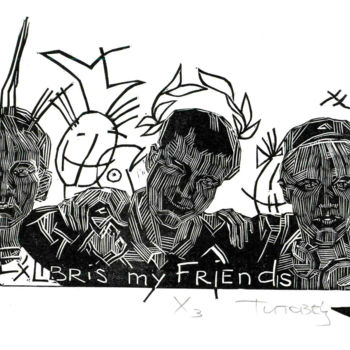 Painting titled "Exlibris my friends" by Andrey Titovets, Original Artwork