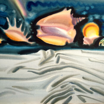 Desenho intitulada "Sea and shells" por Iriia Belogorskaya, Obras de arte originais, Aquarela