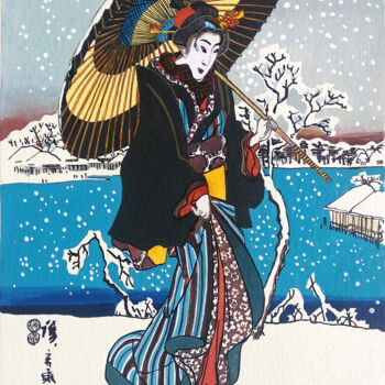 "Japanese young woma…" başlıklı Resim Iriia Belogorskaya tarafından, Orijinal sanat, Guaş boya
